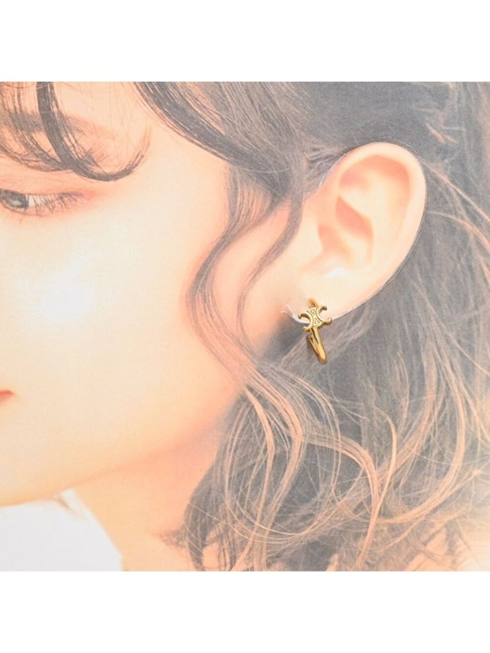 Celine Earrings Triomphe Asymmetric Hoop - Picture 6 of 8